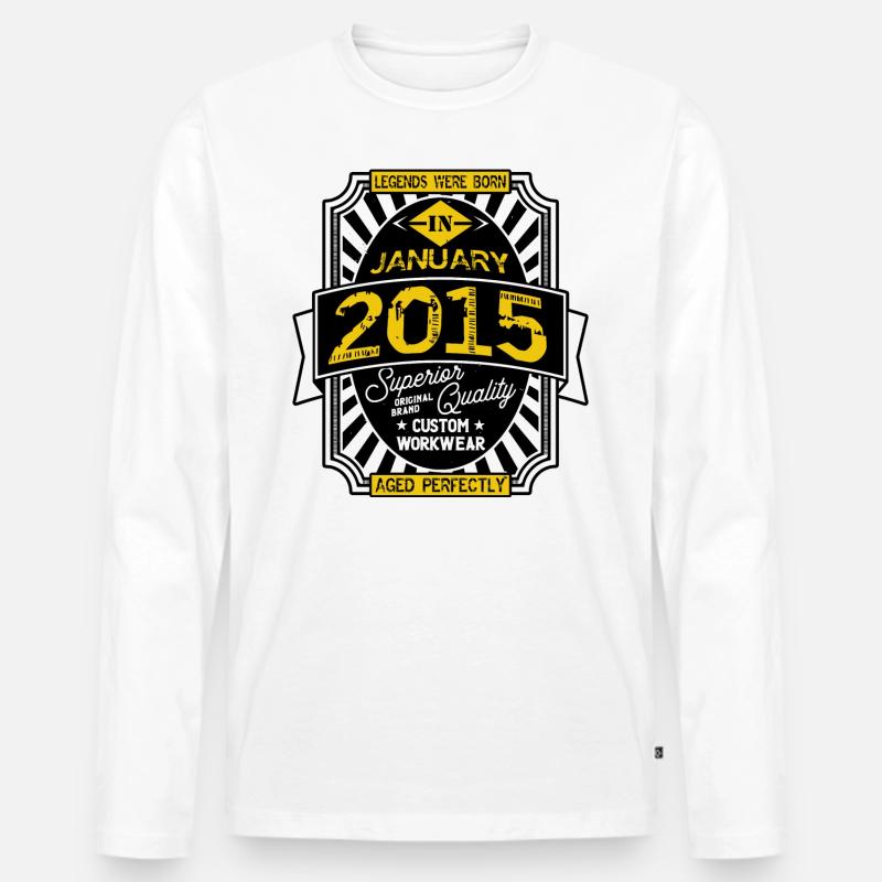 2015 JANUAR - Männer Premium Bio Langarmshirt - Weiß