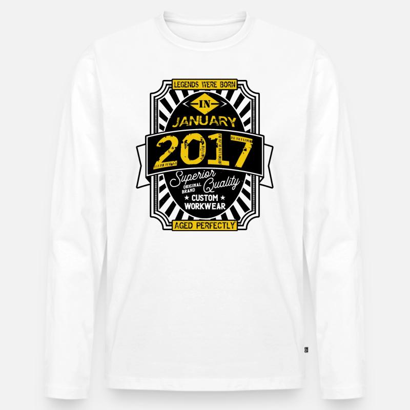 2017 JANUAR - Männer Premium Bio Langarmshirt - Weiß