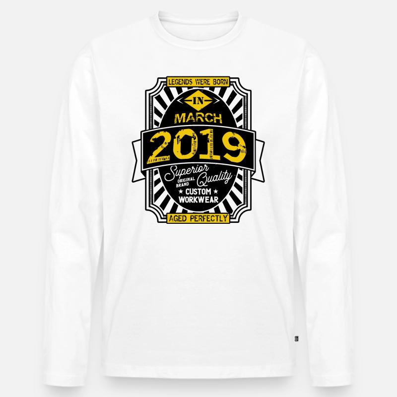 2019 MÄRZ - Männer Premium Bio Langarmshirt - Weiß