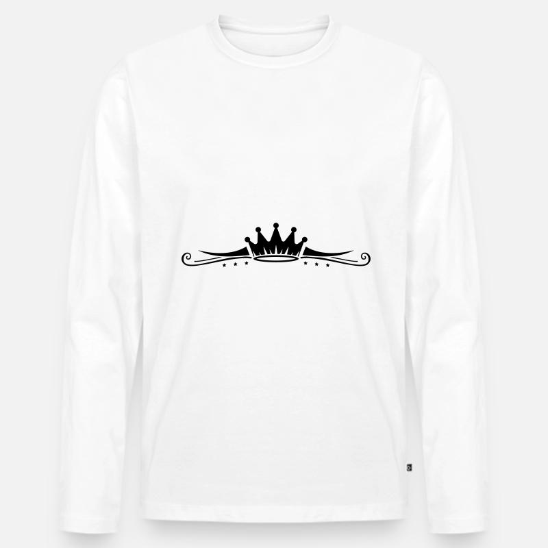Krone Symbol Linie - Männer Premium Bio Langarmshirt - Weiß