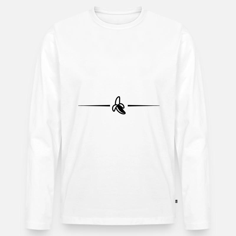 Banane linie - Männer Premium Bio Langarmshirt - Weiß