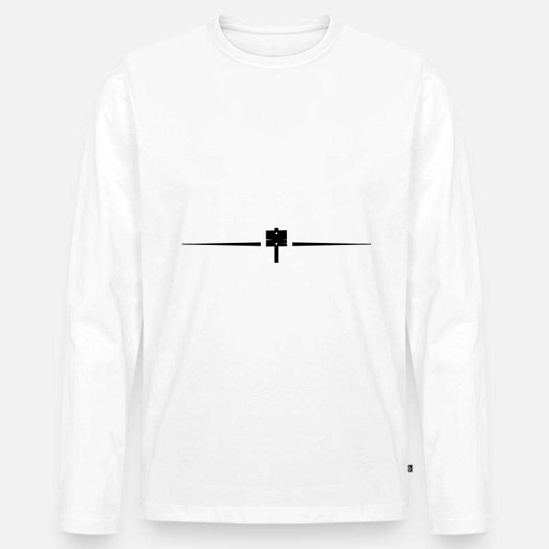 Wegweiser Linie - Männer Premium Bio Langarmshirt - Weiß