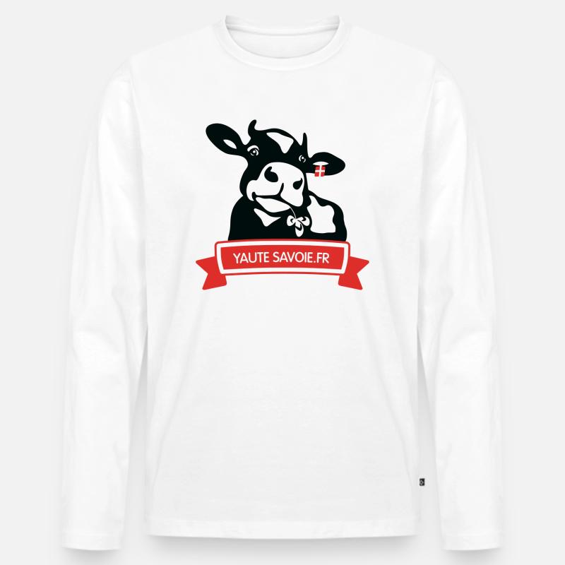 Kuh YauteSavoie.fr - Männer Premium Bio Langarmshirt - Weiß