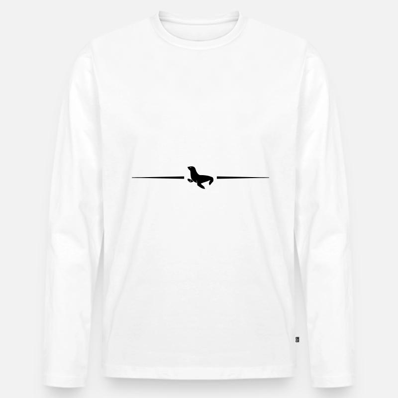 seehund Linie - Männer Premium Bio Langarmshirt - Weiß