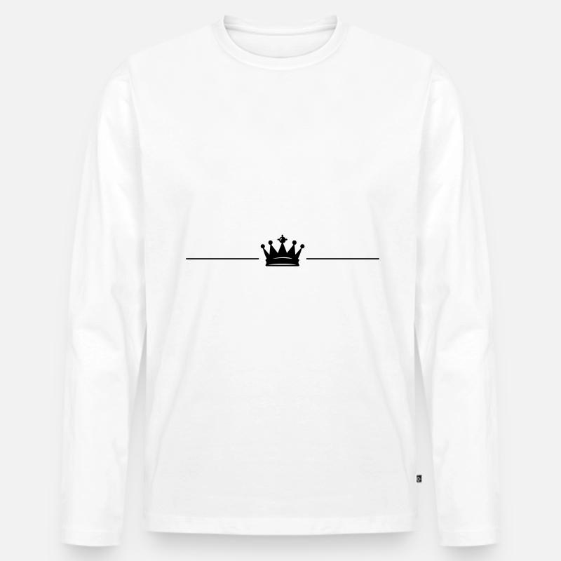 Krone Majestätisch - Männer Premium Bio Langarmshirt - Weiß