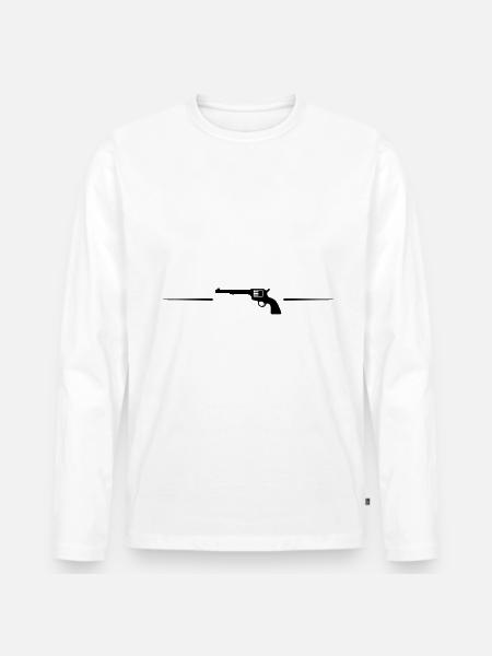 weapon pistol line - Men's Premium Organic Long Sleeve Shirt - white