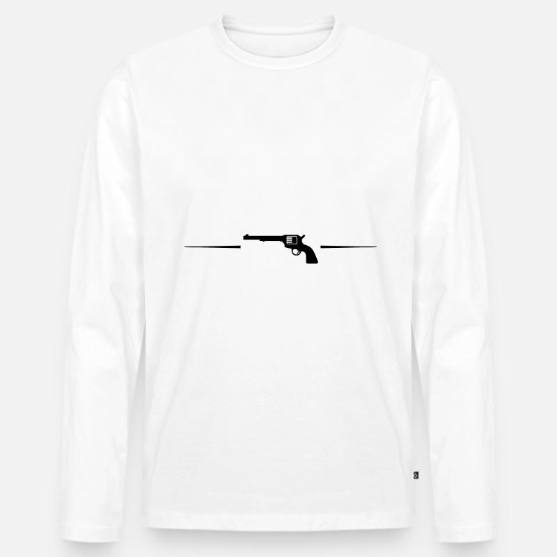 waffe pistole linie - Männer Premium Bio Langarmshirt - Weiß