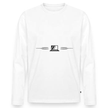 Laptop line - Men's Premium Organic Long Sleeve Shirt - white - Front - Nico (187cm)