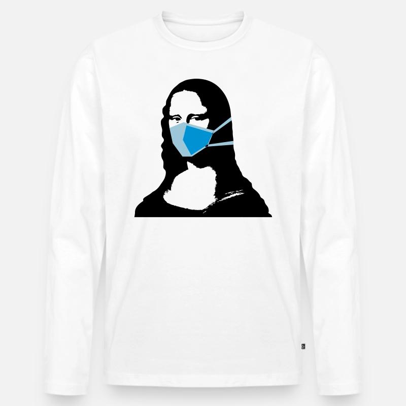 Eingeschränkte Mona Lisa 1 - Männer Premium Bio Langarmshirt - Weiß