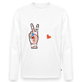 Klettern wie ein Mädchen, Bouldern Klettern - Männer Premium Bio Langarmshirt - Weiß - Vorne - Nico (187cm)