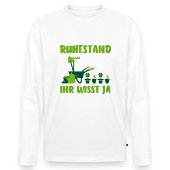 Rente Garten Rentnerin Gärtner Blumen - Männer Premium Bio Langarmshirt - Weiß - Vorne - Nico (187cm)