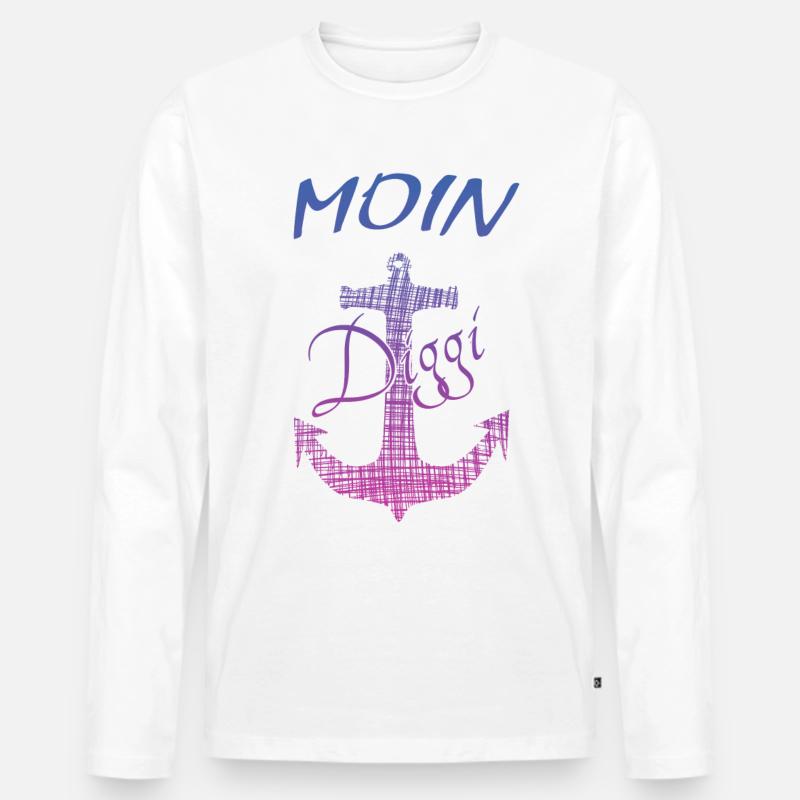 Moin Hamburg Diggi - Männer Premium Bio Langarmshirt - Weiß