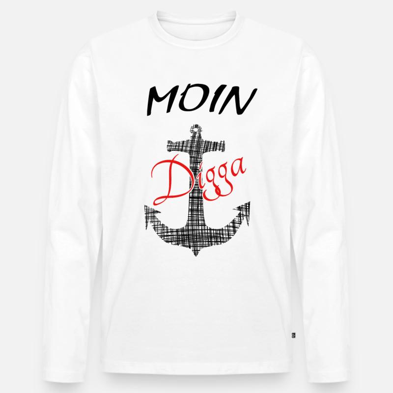 Moin - Männer Premium Bio Langarmshirt - Weiß