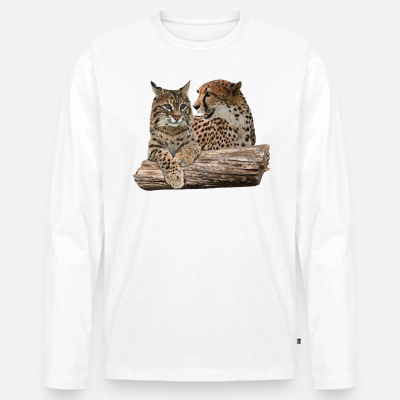 Luchs und Gepard - Männer Premium Bio Langarmshirt - Weiß