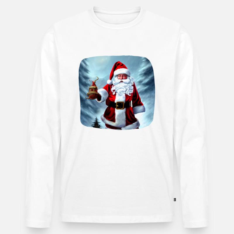 Weihnachtsmann - Männer Premium Bio Langarmshirt - Weiß