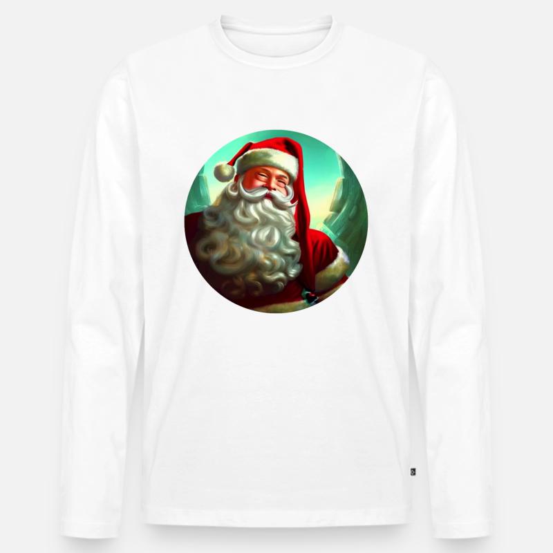 Weihnachtsmann - Männer Premium Bio Langarmshirt - Weiß