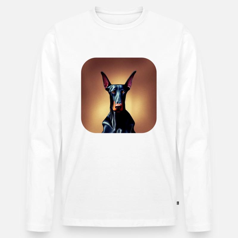 Dobermann - Männer Premium Bio Langarmshirt - Weiß