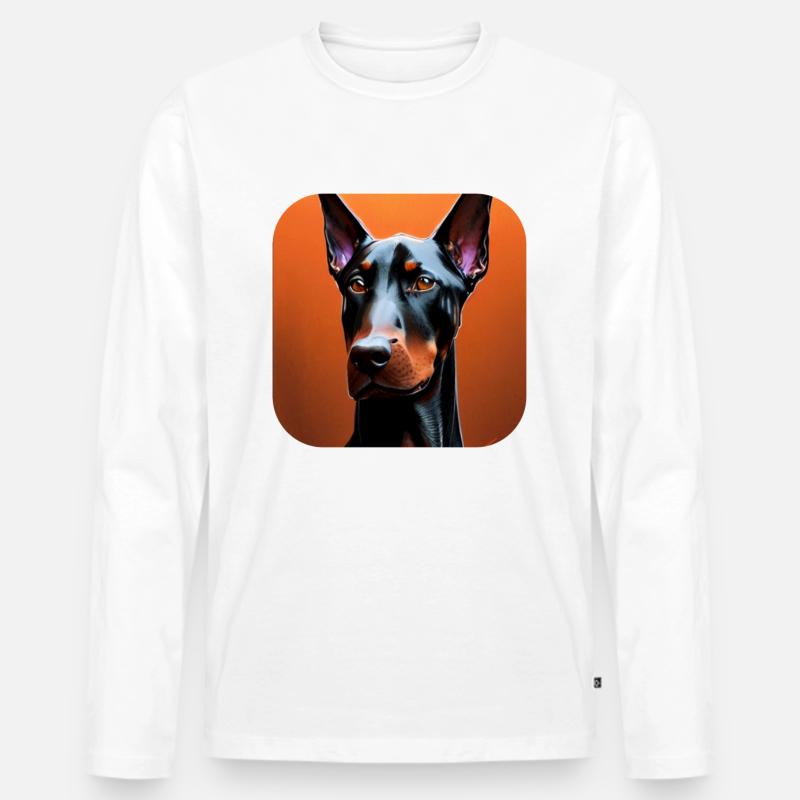 Dobermann - Männer Premium Bio Langarmshirt - Weiß