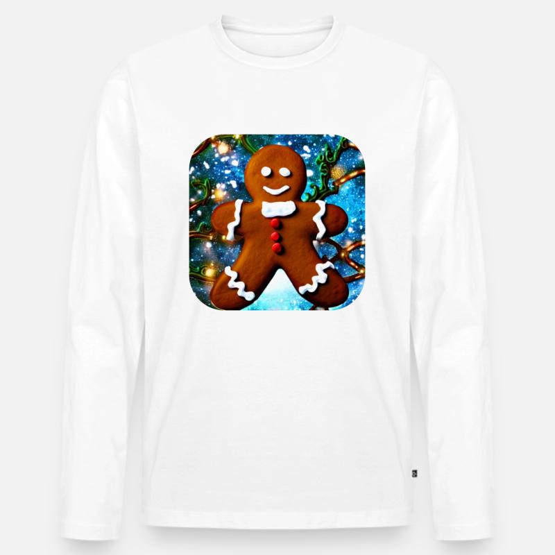 Weihnachts Lebkuchenmann - Männer Premium Bio Langarmshirt - Weiß