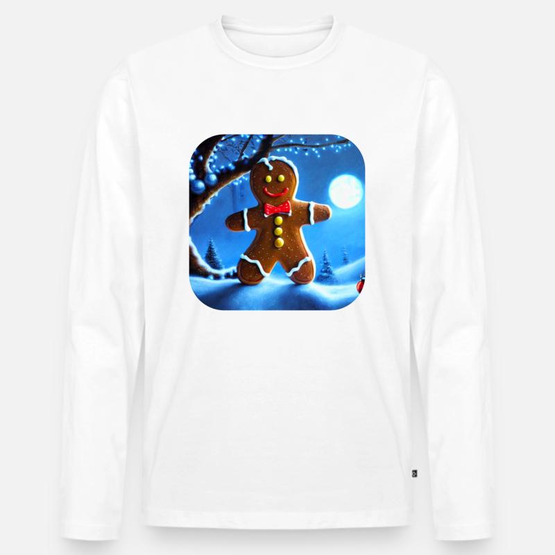 Weihnachts Lebkuchenmann - Männer Premium Bio Langarmshirt - Weiß