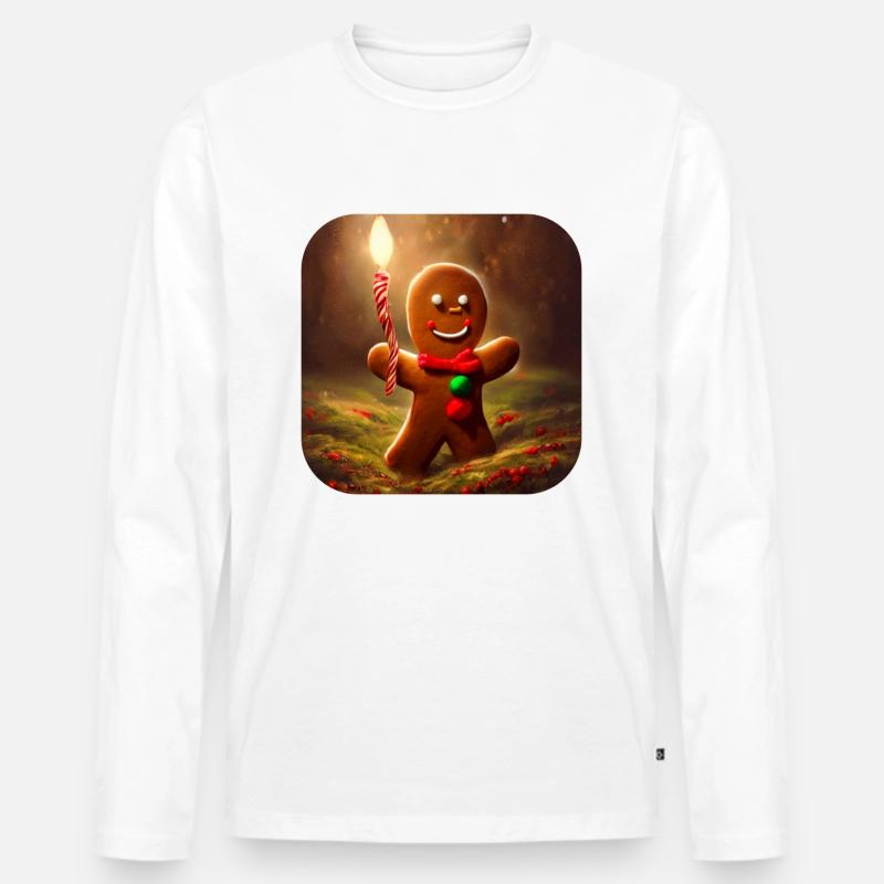 Weihnachts Lebkuchenmann - Männer Premium Bio Langarmshirt - Weiß