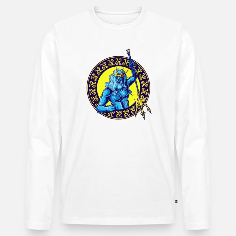 Gott des Meeres Poseidon - Männer Premium Bio Langarmshirt - Weiß