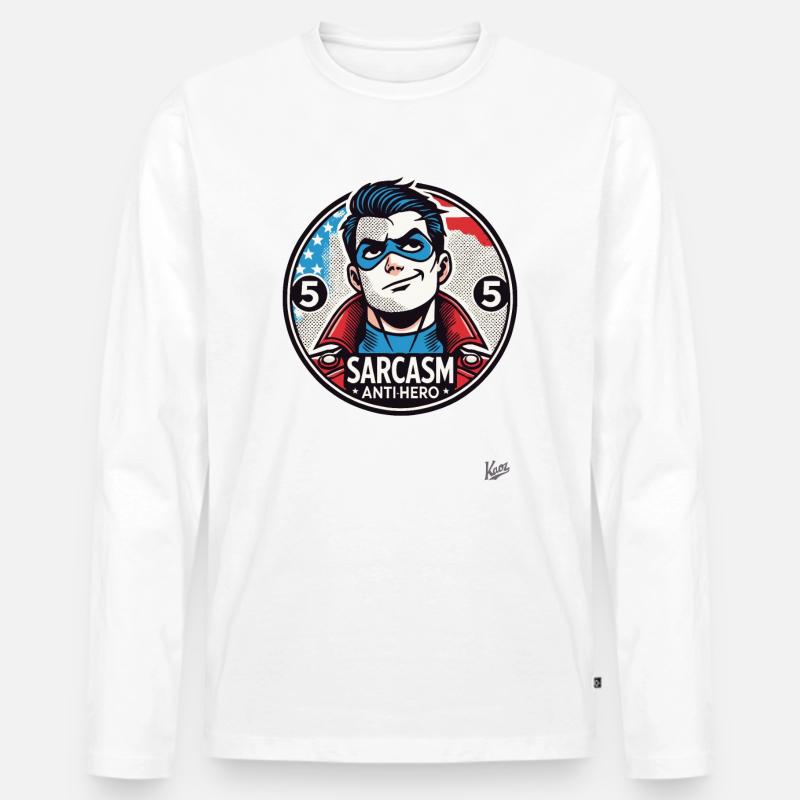 Sarkasmus Anti-Held - Männer Premium Bio Langarmshirt - Weiß