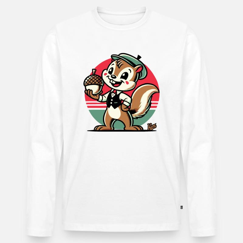 Eichhörnchen mit Haselnuss - Männer Premium Bio Langarmshirt - Weiß