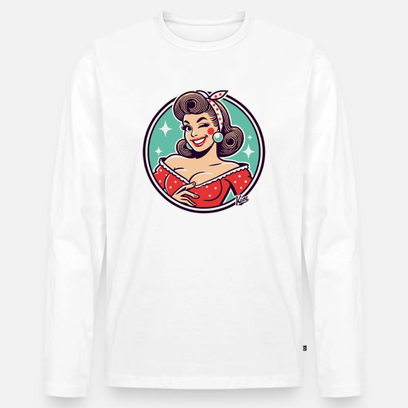 Die gute Retro Hausfrau - Männer Premium Bio Langarmshirt - Weiß
