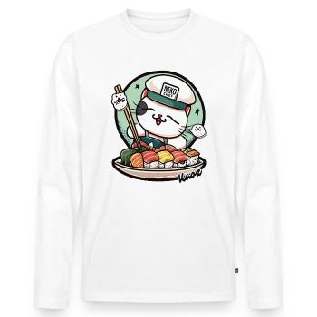 Neko Sushi Chef – Funny Cat Kitchen - Men's Premium Organic Long Sleeve Shirt - white - Front - Nico (187cm)