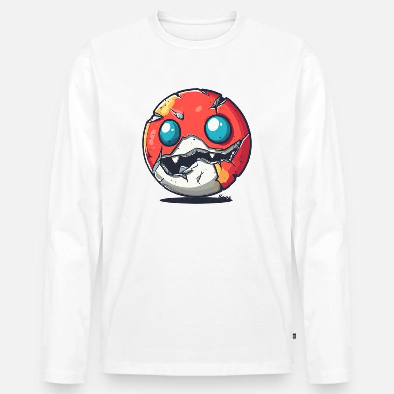 Zerbrochenes Kugel Monster mit Zähnen - Männer Premium Bio Langarmshirt - Weiß