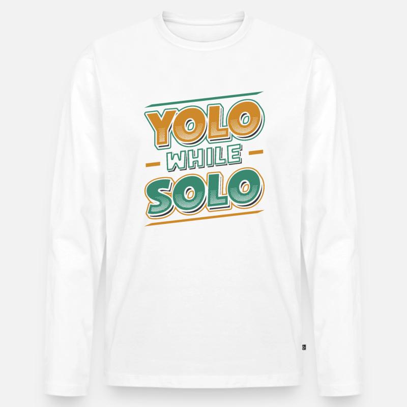 Solo stolze Single, Happy Single - Männer Premium Bio Langarmshirt - Weiß