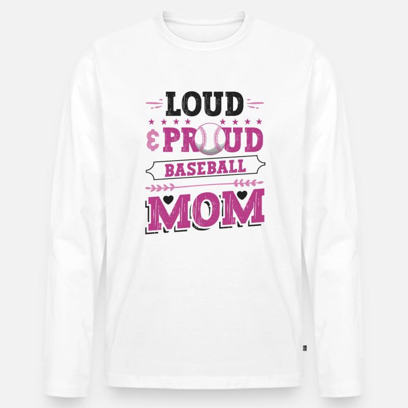 Laut und stolzer Baseball-Mutter - Männer Premium Bio Langarmshirt - Weiß