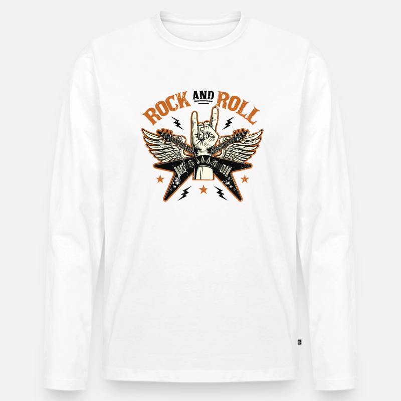 Rock'n'Roll - Männer Premium Bio Langarmshirt - Weiß