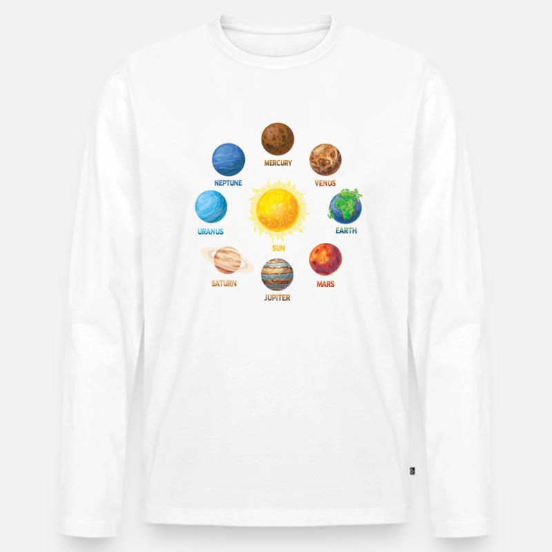 Planeten Sonnensystem - Männer Premium Bio Langarmshirt - Weiß