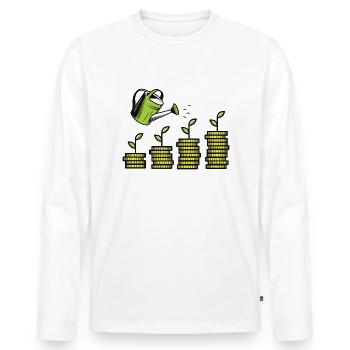 Flux de trésorerie Investisseurs Marché boursier Actionnaire Plantation - T-shirt manches longues Premium bio Homme - blanc - Devant - Nico (187cm)