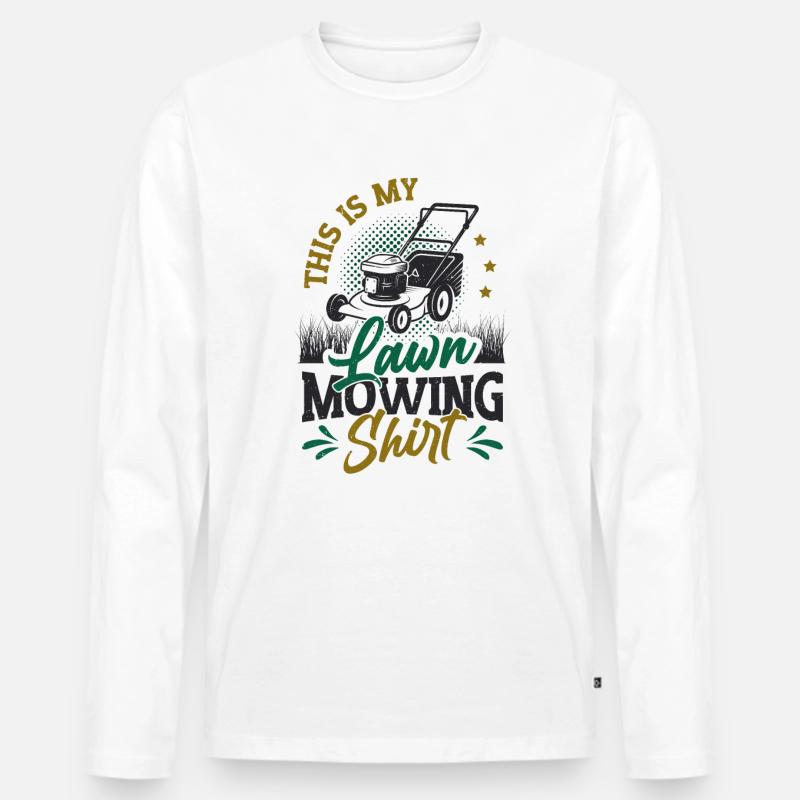 Das ist mein Rasenmäher - Männer Premium Bio Langarmshirt - Weiß
