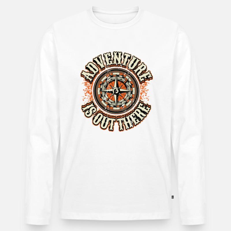 Abenteuer ist da draußen. - Männer Premium Bio Langarmshirt - Weiß