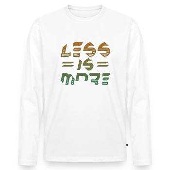 Moins c’est plus économique - T-shirt manches longues Premium bio Homme - blanc - Devant - Nico (187cm)
