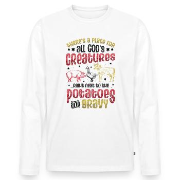 Kreaturen Gottes - Männer Premium Bio Langarmshirt - Weiß - Vorne - Nico (187cm)