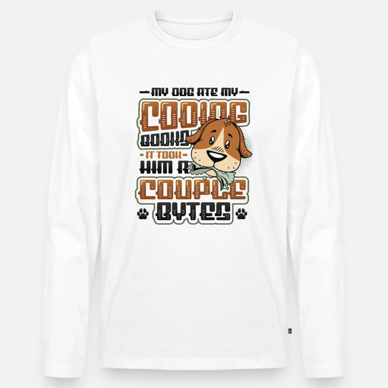 Dog Bytes Code Programmation de blagues informatiques T-shirt manches longues Premium bio Homme