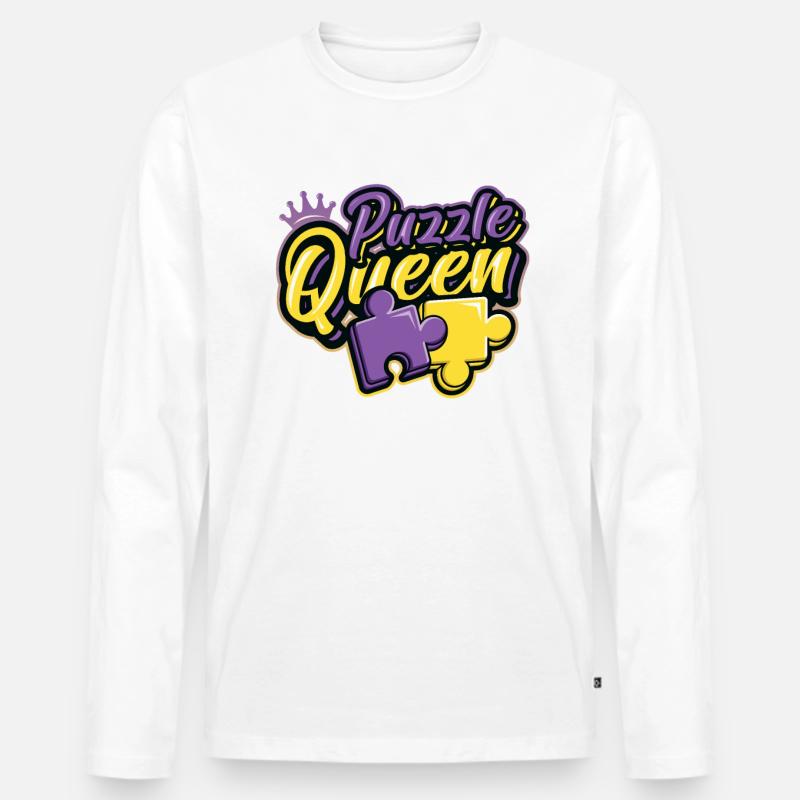 Puzzle Queen Puzzlespiel - Männer Premium Bio Langarmshirt - Weiß