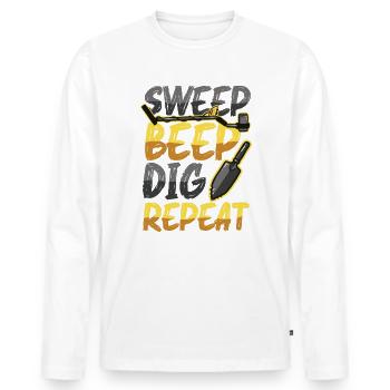 Sweep Beep Dig Repeat, treasure hunt metal. - Men's Premium Organic Long Sleeve Shirt - white - Front - Nico (187cm)