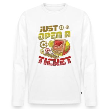 Just open a ticket Help Desk Tech Support - Men's Premium Organic Long Sleeve Shirt - white - Front - Nico (187cm)