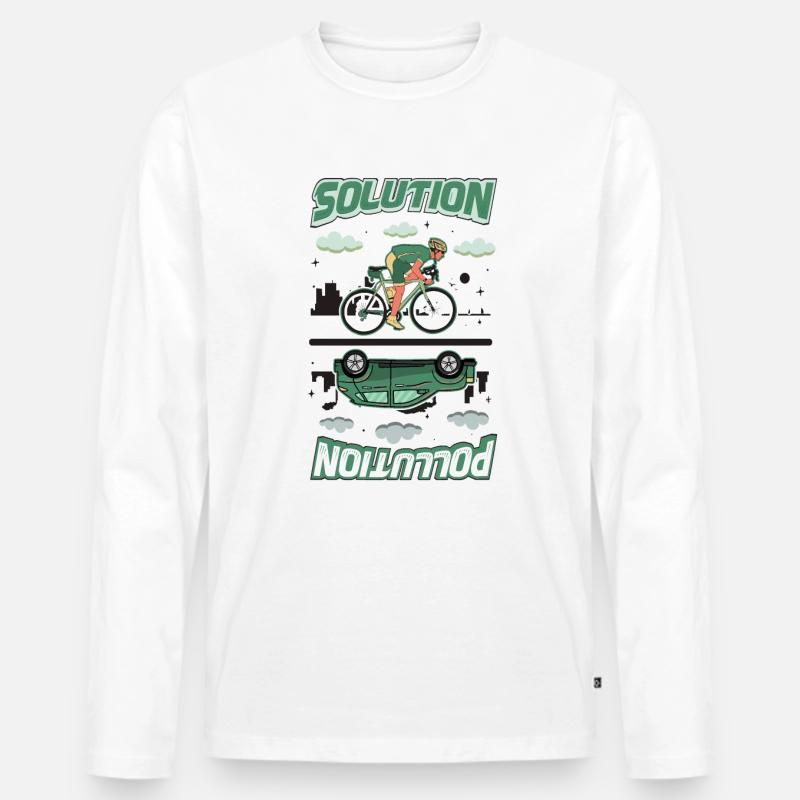 Polution Solution Umweltschutz Radfahren - Männer Premium Bio Langarmshirt - Weiß