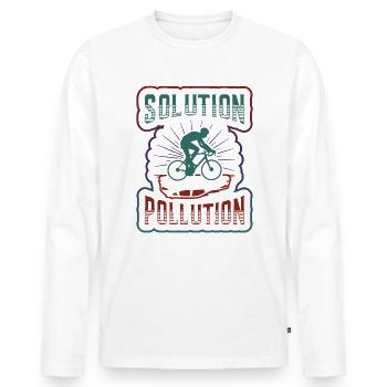 Polution Solution Environmental Protection Cycling. - Men's Premium Organic Long Sleeve Shirt - white - Front - Nico (187cm)
