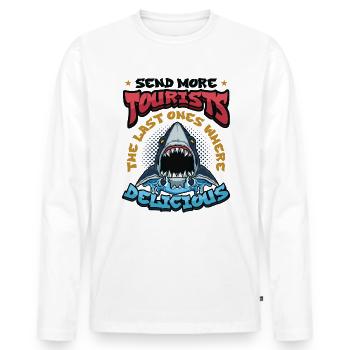 Send more tourists - Men's Premium Organic Long Sleeve Shirt - white - Front - Nico (187cm)