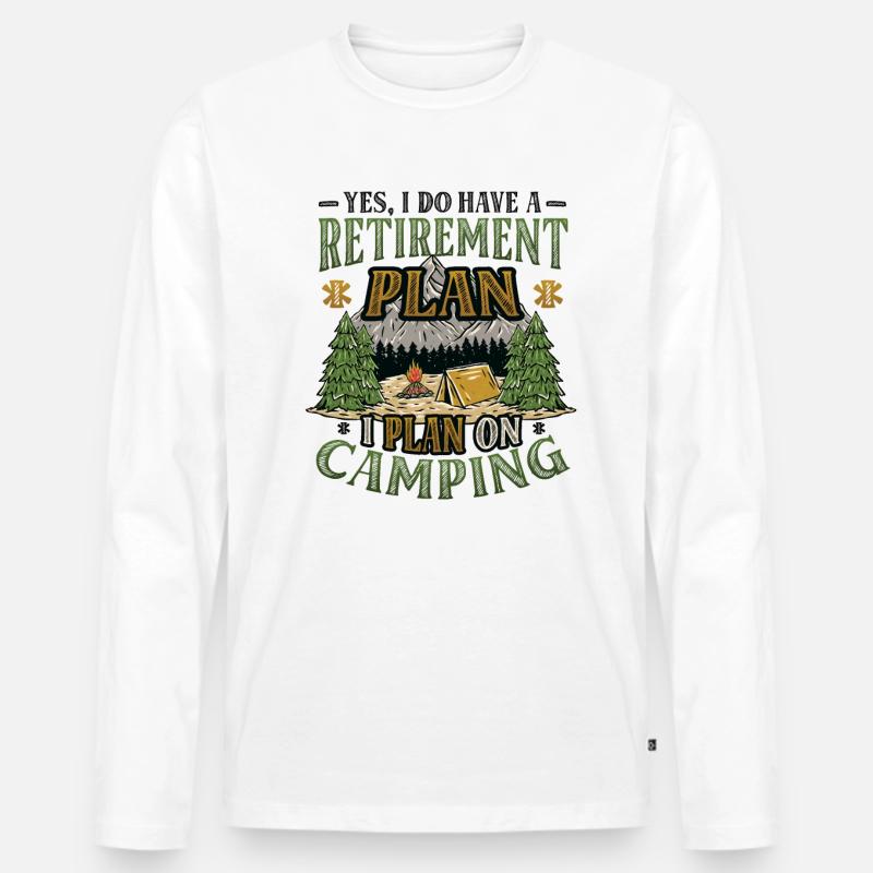 Ruhestandsplan Camping, Ruhestandscamper - Männer Premium Bio Langarmshirt - Weiß
