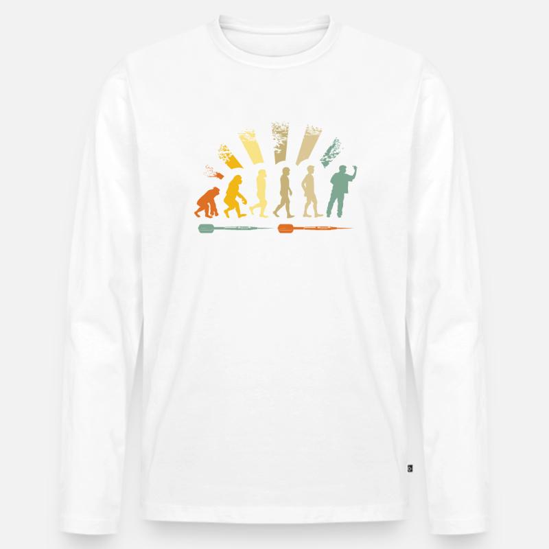 Darts Player Evolution Dartboard - Men's Premium Organic Long Sleeve Shirt - white