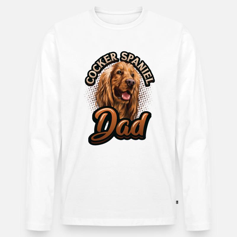 Cocker Spaniel Dad - Männer Premium Bio Langarmshirt - Weiß